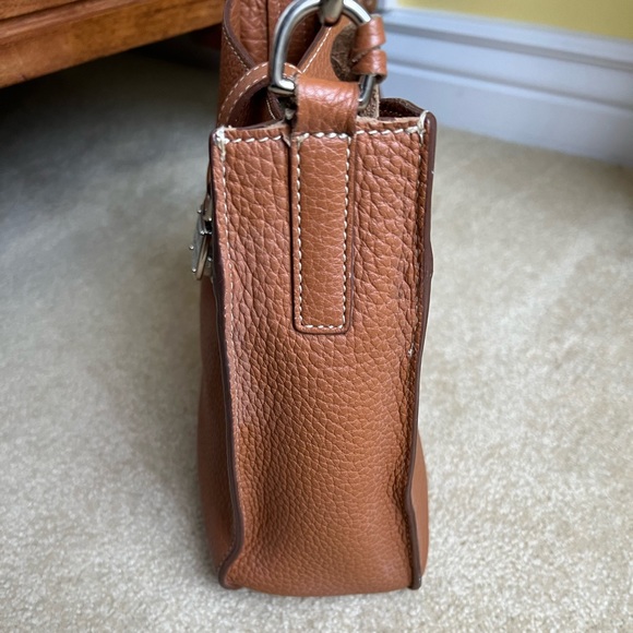 Dooney & Bourke pebbled camel leather square bag purse - Picture 3 of 13